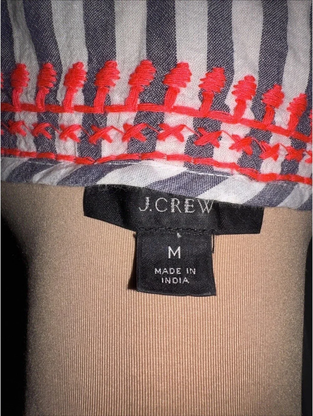 J. CREW Gray Bright Pink Striped Bohemian Blouse Shirt Top Medium